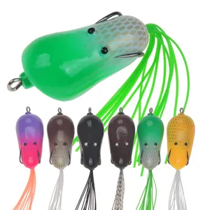 WEIHE 6 Farben 8g/5cm Künstlicher Top water Octopus Thunder Frog Kunststoff-Weich köder mit Haken Bionic Bait