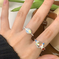 Vianrla S925 argent Sterling pierre de lune argent ouvert réglable Tik tok bague bijoux pour Logo gratuit