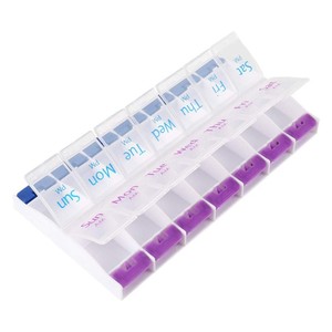 Boîte de rangement pour pilules en plastique personnalisée de grande taille avec bouton poussoir pour les vitamines, l'huile de poisson, les médicaments, boîte organisatrice de pilules <span class=keywords><strong>hebdomadaire</strong></span> pour 7 jours - Product Image 3