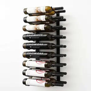 系列 (3 英尺)-18 瓶壁挂式酒架 (缎黑色) 时尚的现代葡萄酒存储与标签前进设计