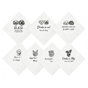 <span class=keywords><strong>Tovaglioli</strong></span> per Cocktail con Animali Domestici, Moderni e Popolari per Matrimoni e Ricevimenti Natalizi, Illustrazioni Personalizzate <span class=keywords><strong>di</strong></span> Cani e Gatti - Product Image 1