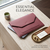 Housse de protection pour ordinateur portable en cuir PU rose avec pochette de rangement avant – Fourniture B2B
