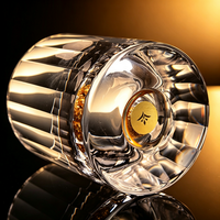 Vaso de whisky de cristal K9 sin plomo, tallado a mano con patrón Edo Kiriko de cebada, grabado, para whisky, bourbon, whisky escocés, licor, elegante.