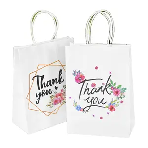 Bolsas de papel de flores con asa, regalos de negocios, recuerdos de boda, vacaciones, compras, regalo de agradecimiento