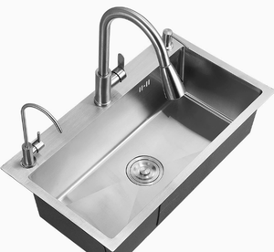 Stainless Steel Kitchen Sink Single Bowl with Big Square <b>Drain</b> - Product Image 2