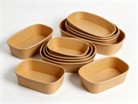 Fournisseur direct d'usine de bols à salade et à repas à emporter en papier kraft écologique avec logo personnalisé 500-1450 ml et couvercles en papier PET PP