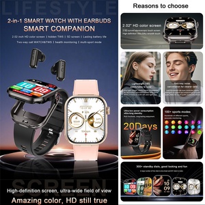 Người phụ nữ người đàn ông thời trang Smartwatch Combo TWS không dây BT cuộc gọi điện thoại nói chuyện Earbuds thông minh Xem với Earbuds 2 trong <span class=keywords><strong>1</strong></span> 2025 - Product Image 2