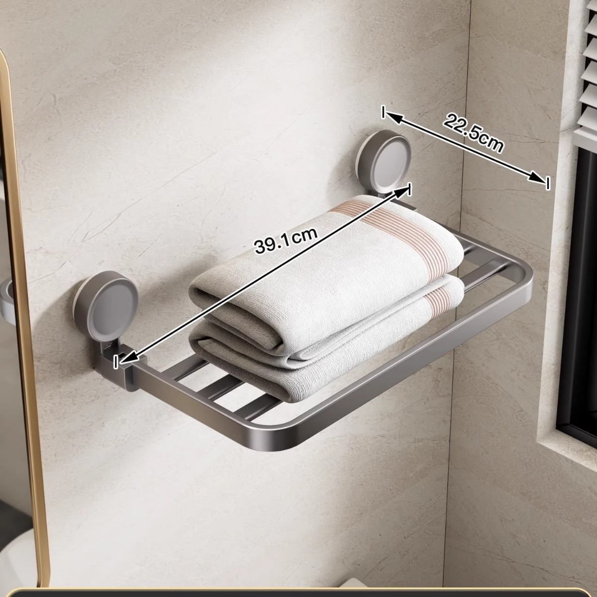 Porte-serviettes de bain monocouche à ventouse 40cm