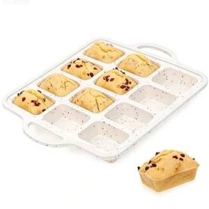 MUYULINS Factory 12-cup LFGB non-stick BPA Free rectangular <b>silicone</b> cupcake pan with metal reinforced frame, American-style - Product Image 1