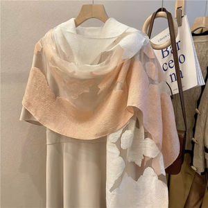 Scialle tridimensionale da donna in stile coreano in Organza <span class=keywords><strong>rosa</strong></span> lunga sciarpa in garza con taglio floreale a doppio uso per primavera/autunno/estate - Product Image 1