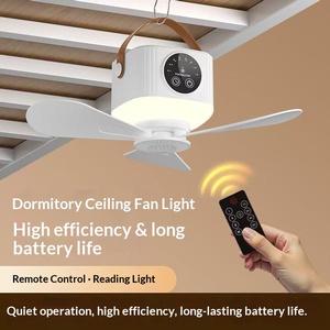 Ventilateur de plafond portable avec lumière LED, rechargeable par USB, affichage numérique, 3 vitesses, silencieux, avec minuterie, pour le camping, la tente, la maison - Product Image 3