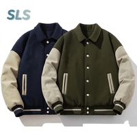 Haute Qualité Chenille Broderie Patch Letterman Veste Chaqueta Varsity Personalizada Vintage Applique Baseball Veste pour Hommes