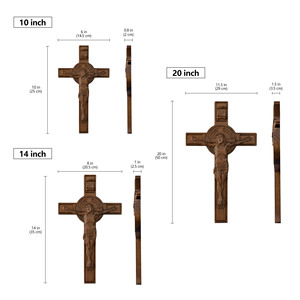 수공예 나무 십자가 벽걸이 장식, 예수 INRI 양각 장식, 소박한 가톨릭 교회 가정 제단 장식 - Product Image 6