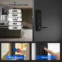 Serrure de porte intelligente minimaliste en acier inoxydable pour hôtel, avec carte RFID, mot de passe numérique, entrée sans clé, sécurité renforcée