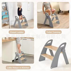 <b>Foldable</b>, non-slip wooden <b>step</b> <b>stool</b> for bathroom and children's washbasin. - Product Image 5