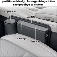 Organisateur universel durable pour l'intérieur du véhicule, avec porte-gobelet et port de charge, en cuir de qualité supérieure, pour combler l'espace entre les sièges.