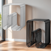 Mesa Consola de Metal Estilo Nórdico con Estante de Almacenamiento |   Muebles Modernos Multifuncionales para Sala de Estar y Dormitorio - Ecológicos y Duraderos