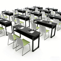Table longue double pour les établissements d'enseignement, idéale pour la formation, les cours de soutien scolaire et les écoles.
