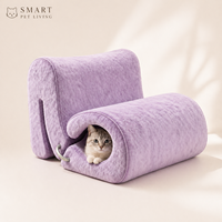 Fauteuil lounge en peluche pour animaux de compagnie, abri pour chat, fauteuil partagé humain-animal avec tunnel pour chambre et salon, vente en gros