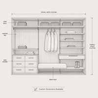 Ensemble de meubles de chambre à coucher de luxe pour chambre principale et hôtel avec armoire, commode, rangement, lit king size, design moderne