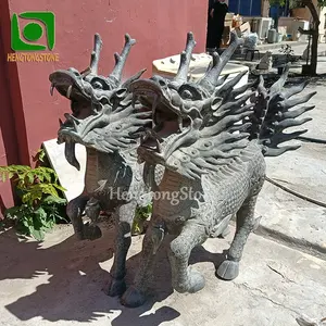 Sıcak satış çin antik stil bronz Kylin heykeli Metal hayvan heykel