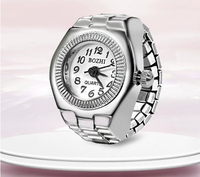 Rétro Hiphop Doigt Anneau Montre Élastique Bracelet Cadran Quartz Montre Y2K Argent Mini Anneau Montre Hommes Femmes