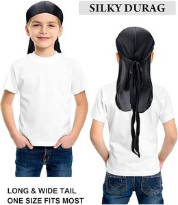 Toptan Çocuklar İçin Uzun Kuyruklu İpek Hissiyatlı Duraglar, Dalgalı Şapka Çocuk Başörtüsü Gece Uykusu İçin - Product Image 2