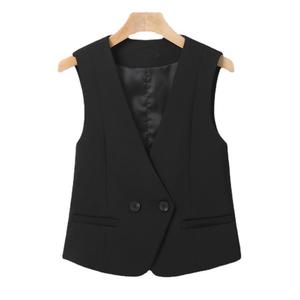 Chaleco de Traje para Mujer, Cuello en V, Sin Mangas, Color Sólido, a la Moda - Product Image 1