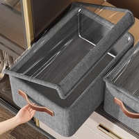Boîte de rangement pour vêtements avec couvercle, pliable, pour la maison, grande capacité, pour vêtements et pantalons