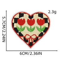 Nouvel Arrivage Patch Décoratif en Tissu Polyester Brodé en Forme de Cœur, Accessoire de Vêtement Mignon, Broderie Informatique