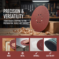 Disque abrasif P60 de 225 mm (9 po) à 8 trous, rouge, pour préparation de grandes surfaces industrielles