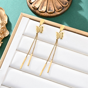 Pendientes de Mariposa Hipoalergénicos Resoul Que No Se Deslustran para Mujer, Lujosos, Lineales, Largos, con Borlas Colgantes, Dropshipping - Product Image 5