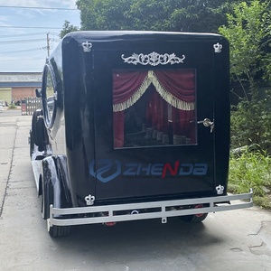 Voiture funéraire noire de style vintage avec détails chromés, pneus à flancs blancs, électrique, homologuée CE, marque ZD, transport spécial - Product Image 3