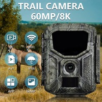 Nouveau 8K 60MP WIFI HD Caméra de chasse portable sans fil Panneau solaire 3.5W Mini caméra de piste 7800mAh Batterie rechargeable