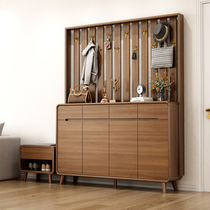 Multifunctional Modern Wooden Shoe <strong>Bench</strong> with Hooks <strong>Storage</strong> Cabinet for Entryway <strong>Hallway</strong> Warehouse Use-Customizable Size &amp; Color - Product Image 1