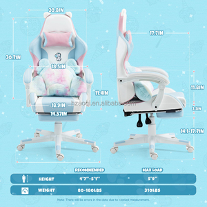 Chaise de jeu inclinable avec barre lumineuse LED RGB au design moderne, en cuir PU, vente en gros d'usine pour filles, échantillon gratuit pour les joueurs - Product Image 2