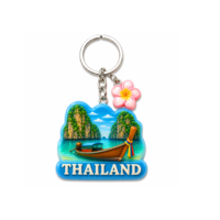 Porte-clés en résine personnalisé OEM, atmosphère tropicale thaïlandaise, forme créative, logo personnalisé, souvenir de voyage d'Asie du Sud-Est