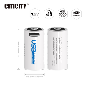 CITICITY Lot de 4 piles rechargeables USB LiNiMnCoO2 C123A 16340 2590mWh 3V 1200+ cycles longue durée pour jouets et véhicules électriques - Product Image 2