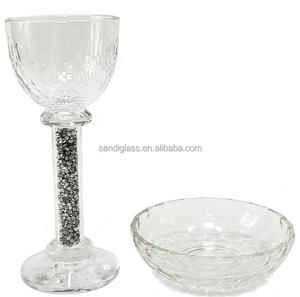 <span class=keywords><strong>Coupe</strong></span> Kiddouss en Cristal de Luxe avec Plateau, Tige Ornée de Pierres Précieuses, Gobelet <span class=keywords><strong>à</strong></span> Vin Esthétique pour Shabbat, Coffret Cadeau, Vente en Gros - Product Image 3