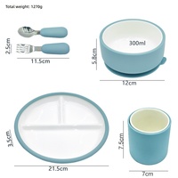Ensemble de vaisselle en céramique et silicone de haute qualité, assiettes, bols, fourchettes et cuillères, ensemble d'alimentation pour bébé, vente en gros