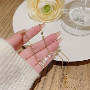 Tarnish Free Gold Plated No Fade Clavicle <b>Chain</b> Necklace for Women Irregular Geometric Zircon Geometric Stainless Steel Necklace - Product Image 2