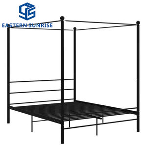 Cadre de lit en métal au design <span class=keywords><strong>simple</strong></span>, robuste, pour lits simples, doubles et queen, moderne, durable et économique, idéal pour les chambres locatives ou pour le personnel. - Product Image 4