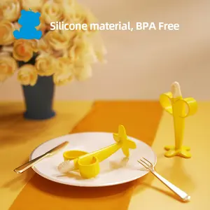 Brosse à dents en silicone pour enfants sans BPA en forme de banane brosse à dents en silicone pour bébé