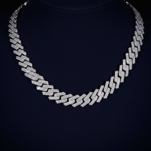 Probador de diamantes Pass GRA Hip Hop S925 Silver Iced Bling 2 filas 14mm-20mm VVS Moissanite Cadena de eslabones cubanos para hombres 16MM 18mm - Product Image 1