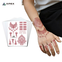 Autocollant de tatouage temporaire au henné brun rougeâtre, 28 motifs, style floral coréen, pour le visage/sous les yeux, 120x158mm