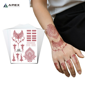 Autocollant de tatouage au henné brun rougeâtre, 28 motifs, 120x158mm - Product Image 1