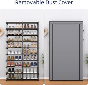 Custom Drop Front <b>Shoe</b> <b>Storage</b> Rack Clothing Organizer Stackable Modern Design Washable for Living Room Use Made Durable Fabric - Product Image 3