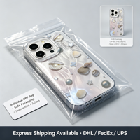 Coque en TPU souple antichoc esthétique avec paillettes argentées, motif étoile papillon et coquille de perle pour iPhone 17 16 15 14 13 Pro Max