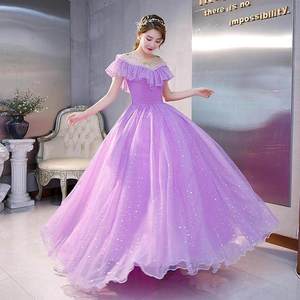 Violet Gauze Long Evening Dress With 3D Flowers Stage Performance Women's Art Exam Outfit Dreamy Forest Style Puffy Skirt - Product Image 2
