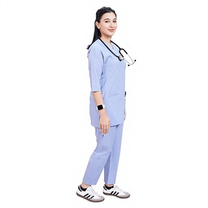 New Arrival Women Medical Scrub <b>Set</b> V Neck Nursing Uniform Breathable Polyester Spandex Hospital <b>Doctor</b> Scrubs OEM Manufacturer - Product Image 4